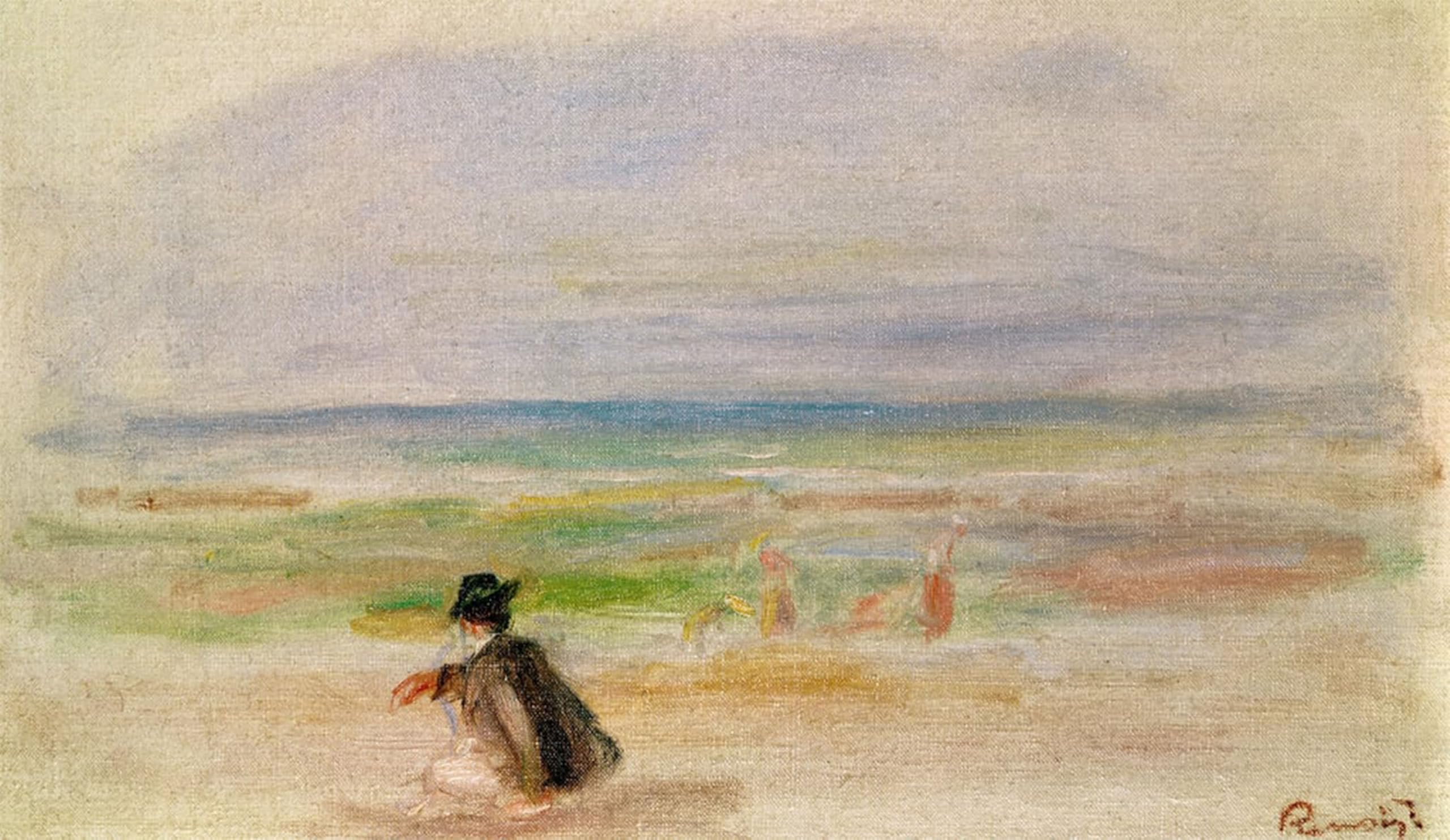 SERENDIPITP Aesthetic Poster Photo Wall Print Retro Picture Man in Black Sitting on the Beach by Pierre Auguste Renoir Modern Wall Artwork for Home Decor 60x90cm