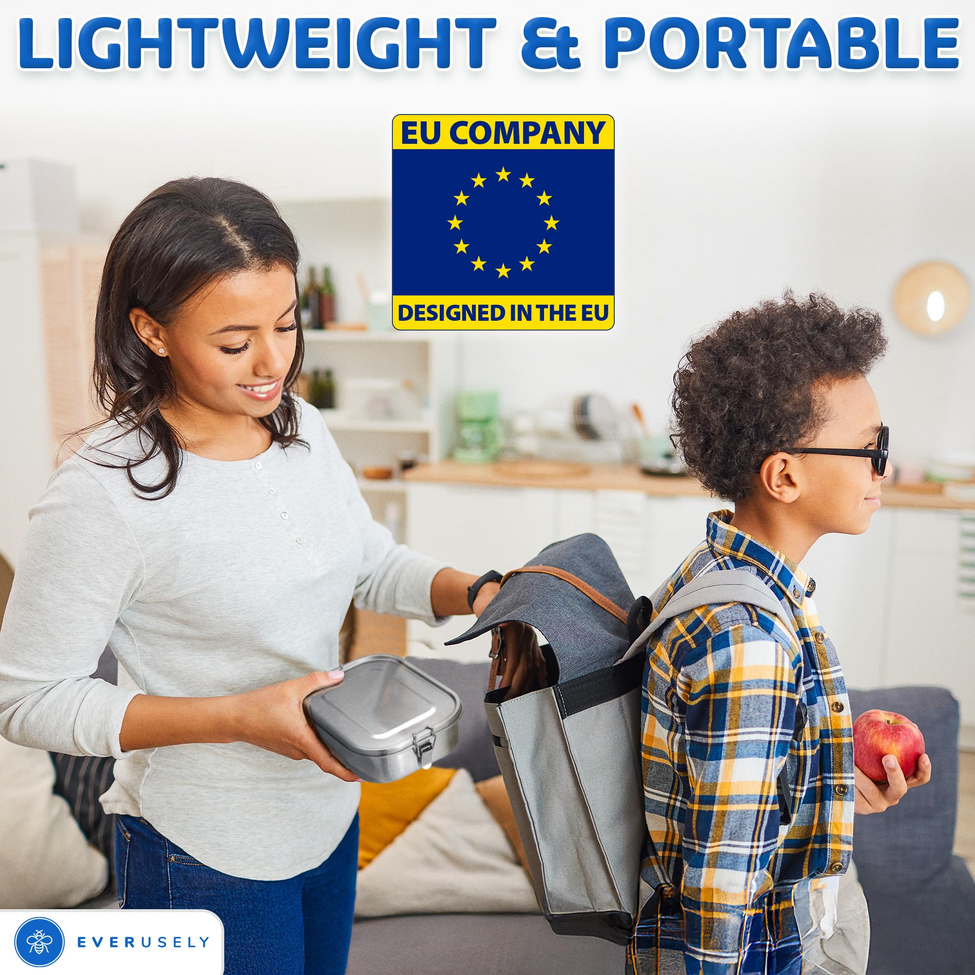 Everusely Stainless Steel Lunch Box with Adjustable Compartment