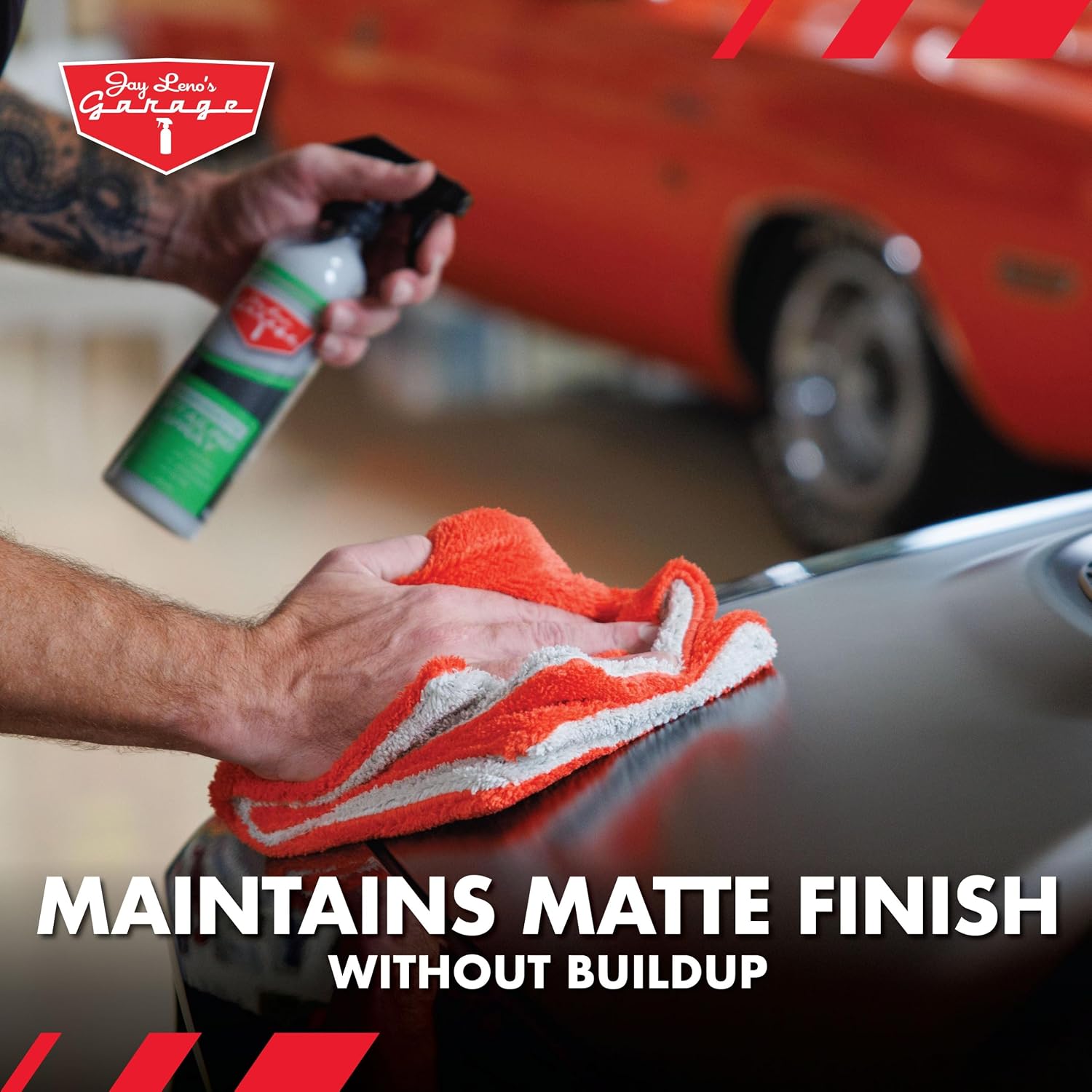 Jay Leno's Garage Wrap+Matte Detailing Spray for Vinyl Wraps Matte Satin Finishes and PPF Streak-Free Clean No Shine or Residue 16 oz (16 oz)