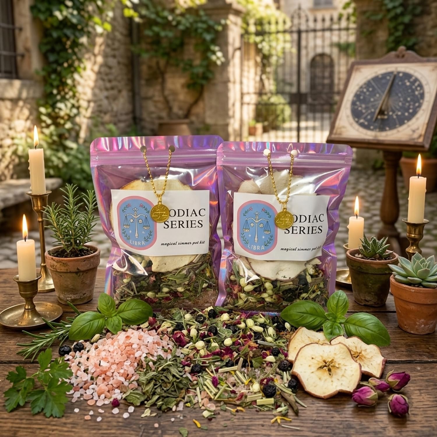 Aries Zodiac Simmer Pot Kit - Magical Stovetop Potpourri with Dried Green Chili Rings, Cinnamon Sticks & Cranberries - Himalayan Pink Salt, Chrysanthemum & Rose Petals - Astrology Gift for Her