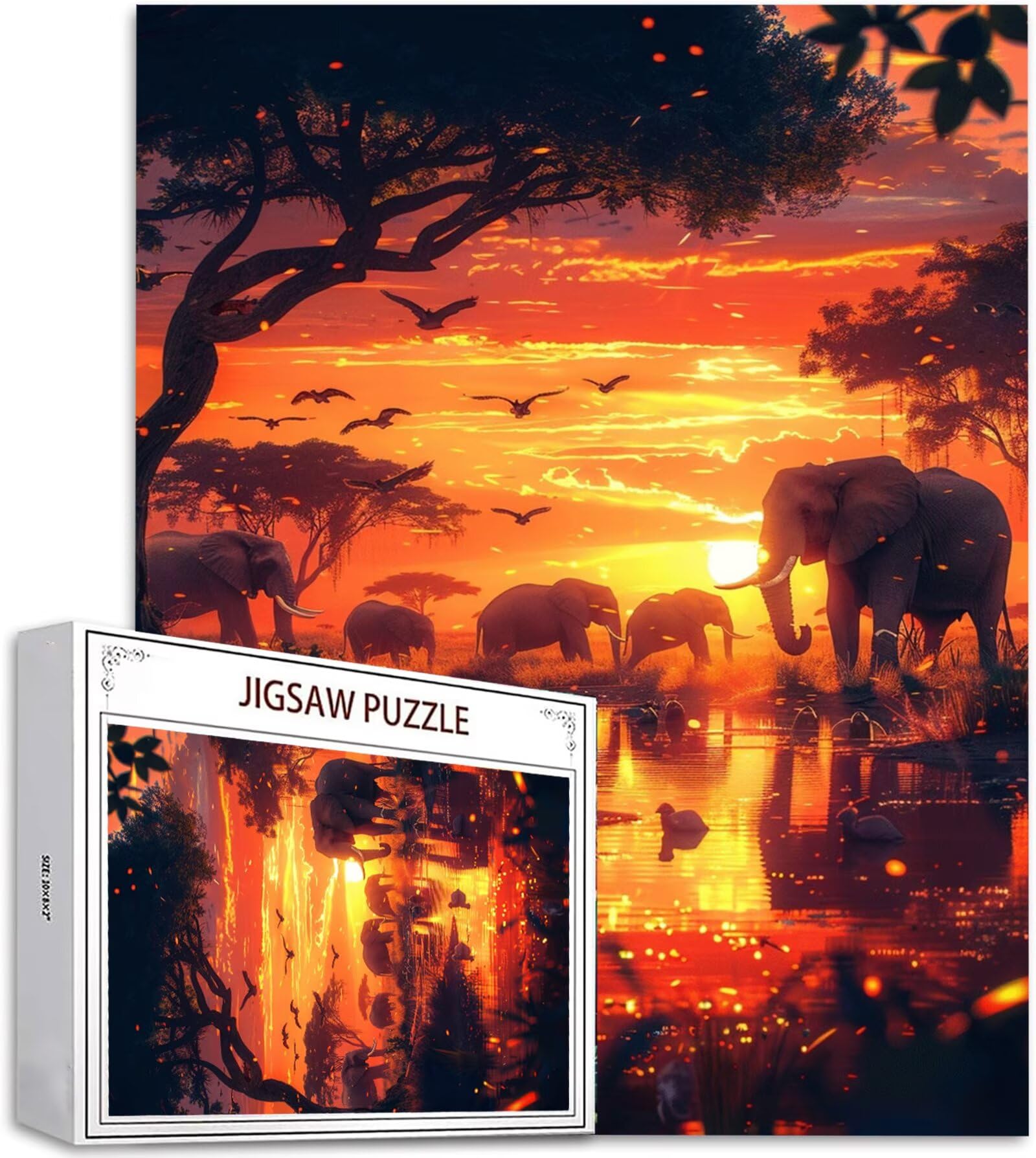 Puzzle 5000 Pezzi, 3 4 5 Anni Puzzle Africa 6 7 8 Anni Giochi Educativi Sostenibili Con Motivi Per Adulti Da Gioco in Legno Di Alta Qualità Jigsaw Elefante per Gioco Familiare, Regalo Natale H-2987