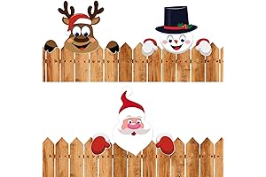 Charming Christmas Fence Peekers: Santa, Elk, Snowman