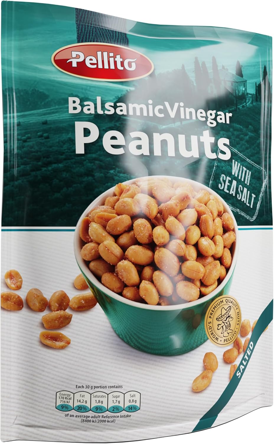 Pellito, Balsamic Vinegar Peanuts, Made with 90 Percent Peanuts, 4