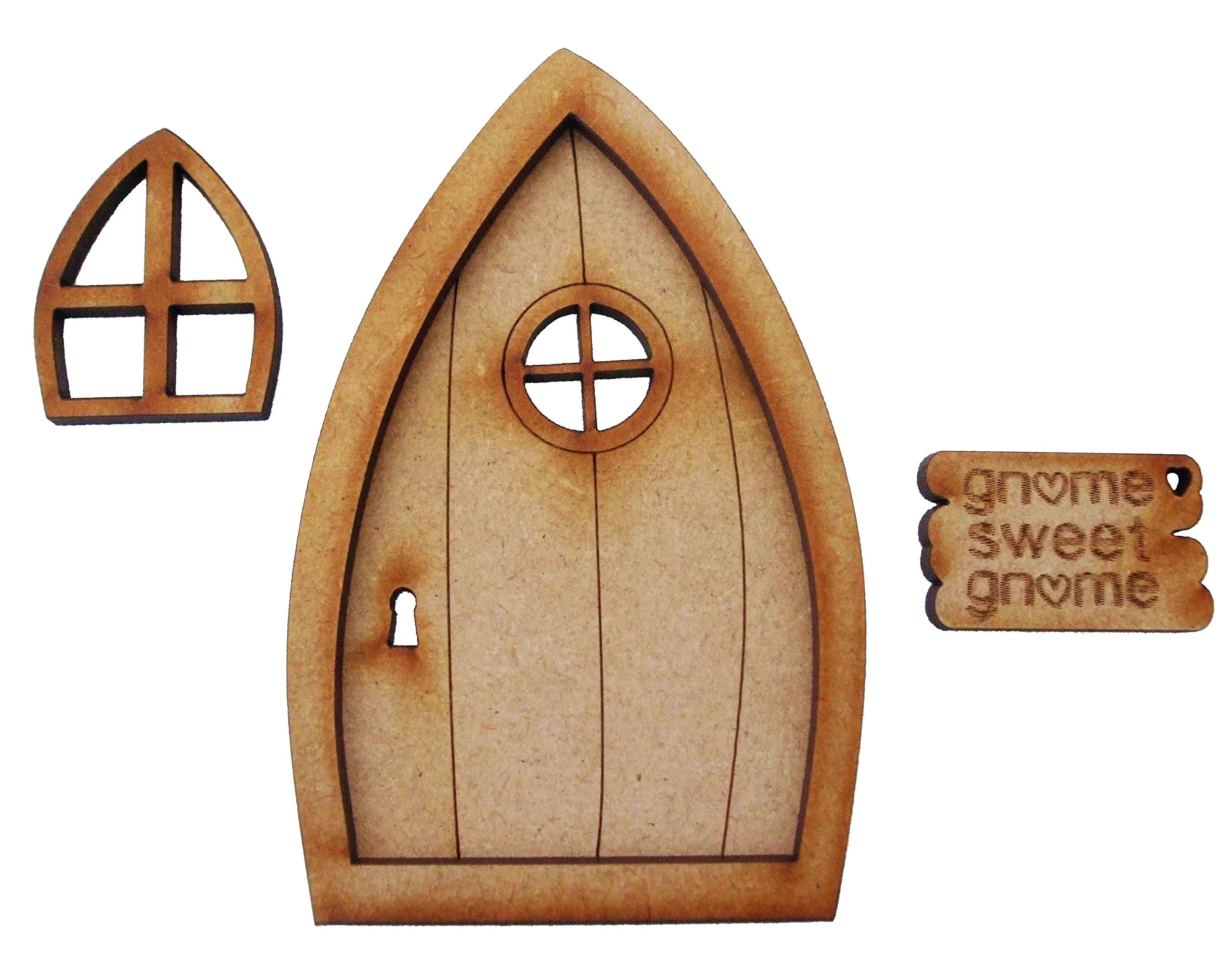 Alchemy Engraving Limited Gnome Fairy Door. Three-Dimensional Self-Assembly Wooden Fairy Door Craft Kit with Fairy Window and Sign