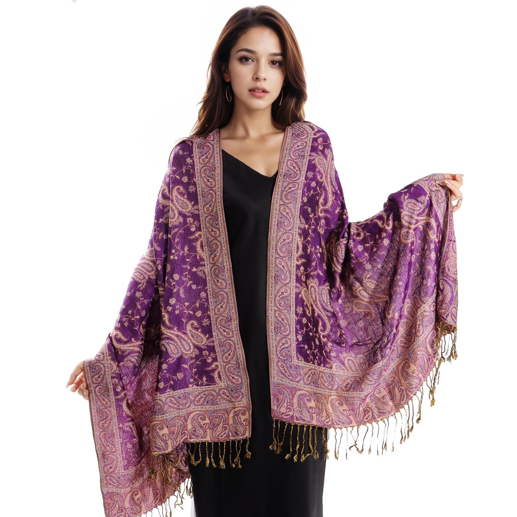 Kobiety Pashmina Szale i Chusty Szalik Miękki Jedwabisty Odwracalny Szaliki Paisley Szal dla Kobiet