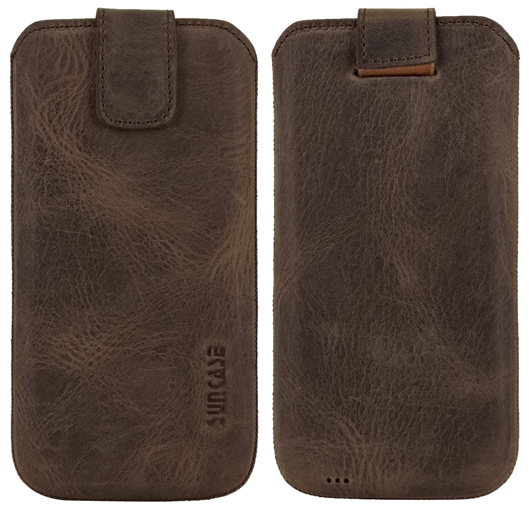 Suncase Etui Tasche kompatibel mit Samsung Galaxy S23 Plus 5G Hülle mit ZUSÄTZLICHER Case/Schale/Bumper Lasche mit Rückzugfunktion Handytasche Ledertasche Schutzhülle in antik-braun