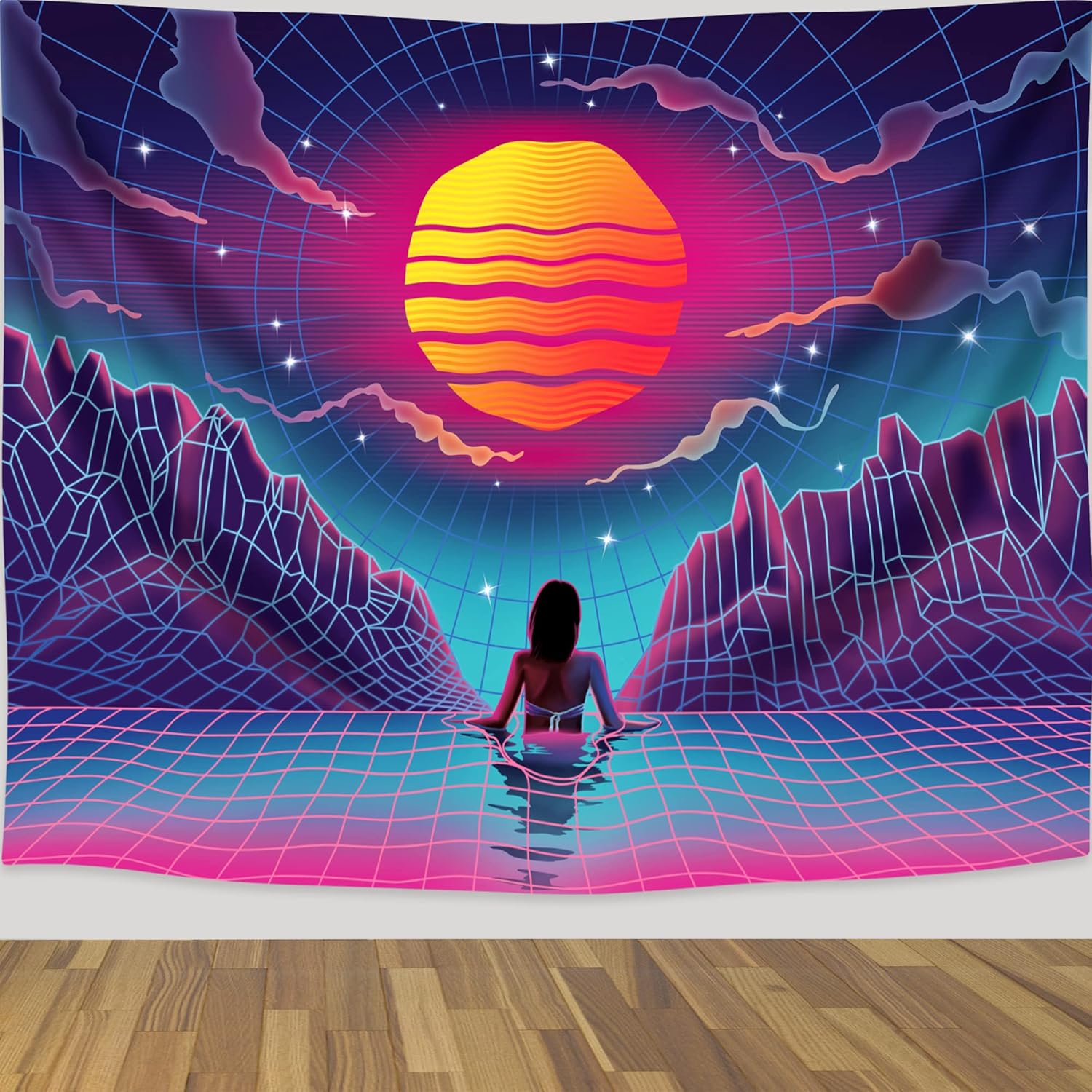 Generic Trippy Aesthetic Tapestry Retro Abstract Synthwave