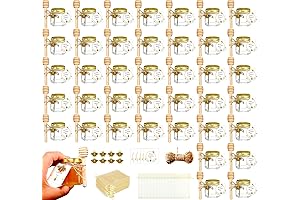 Gold Medallion Mini Honey Jars with Wooden Dipper, Gift Bags, and Tags...