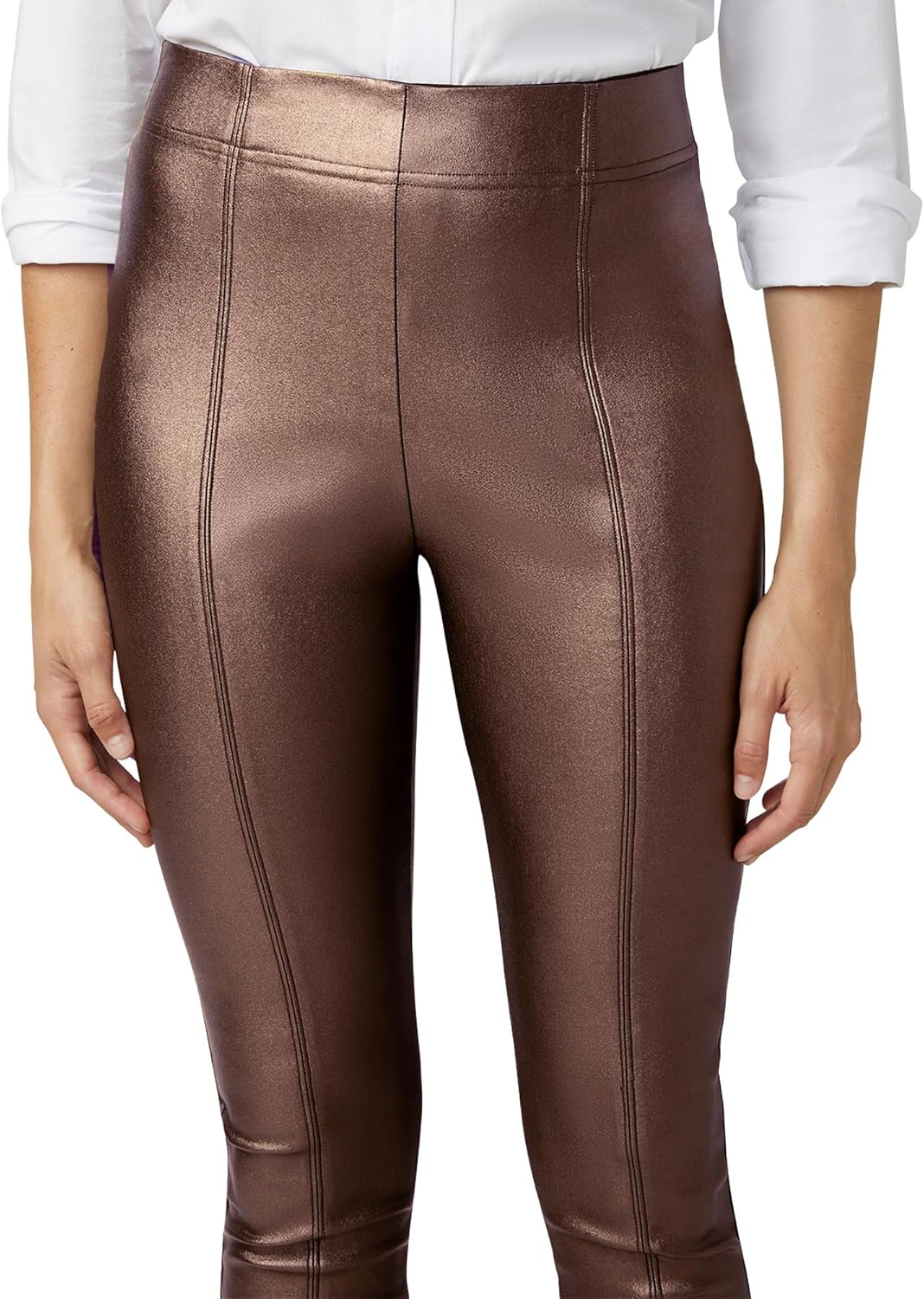 HUE Womens Coated Hi-Rise Cigarette Pant - Image 4