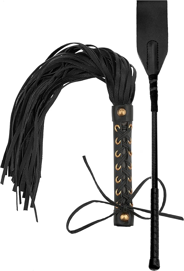 Ridin Horse Black Crop Whip Set 18 inch English Horse Riding Crop Equestrian