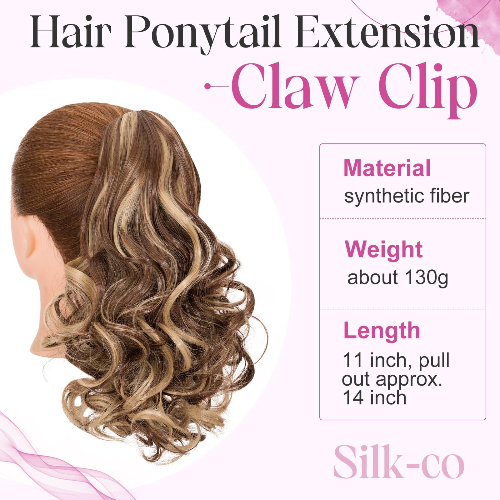 Silk-co 11" Short Curly Ponytail Extension Hair Pieces for Women Hair Extension Clip in Ponytail Hair Extensions Classic Natural Hair - Image 2
