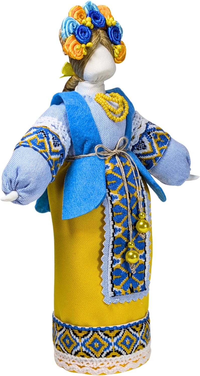 Exclusive Collectible Ukraine Motanka Doll Slavic Design Handmade Made in Ukraine 7.5" (Yellow-Blue)