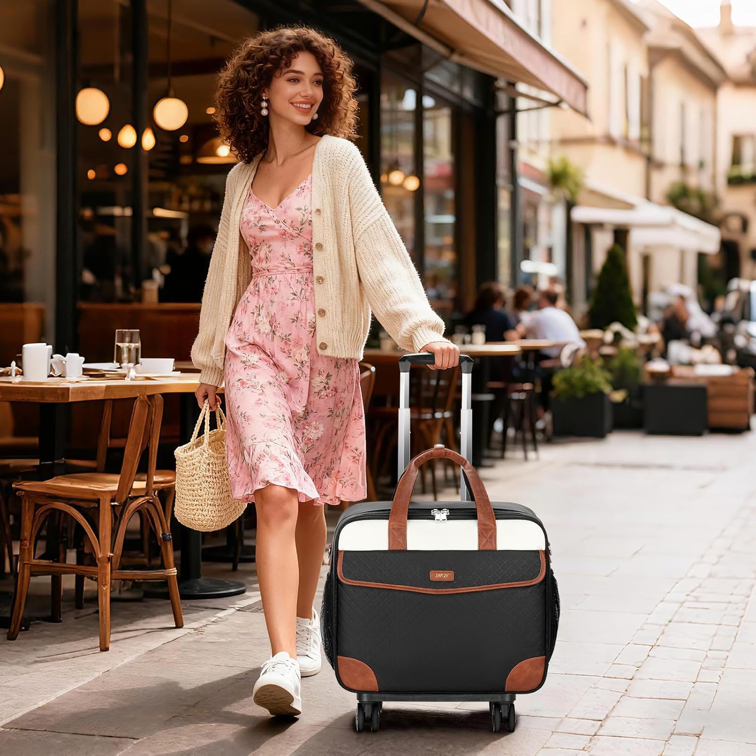 Rolling Laptop Bag, Rolling Briefcase for Women with Detachable Dolly 16 Inch Laptop Briefcase with Wheels with Teacher Tote - Image 2