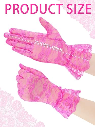 Miniatura 5 de SATINIOR Ladies Lace Gloves for Women Tea Party Elegant Short Courtesy Gloves for Wedding Dinner Opera Parties