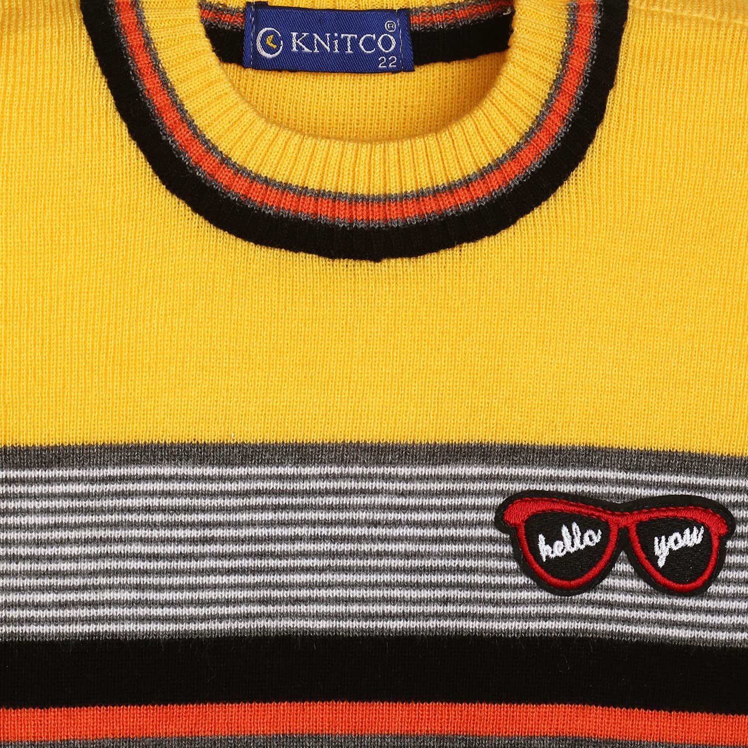 KNITCO Boys Woollen Sweater Yellow Color Striper Regular fit Full Sleeves (5-6 Years) - Image 4 thumbnail