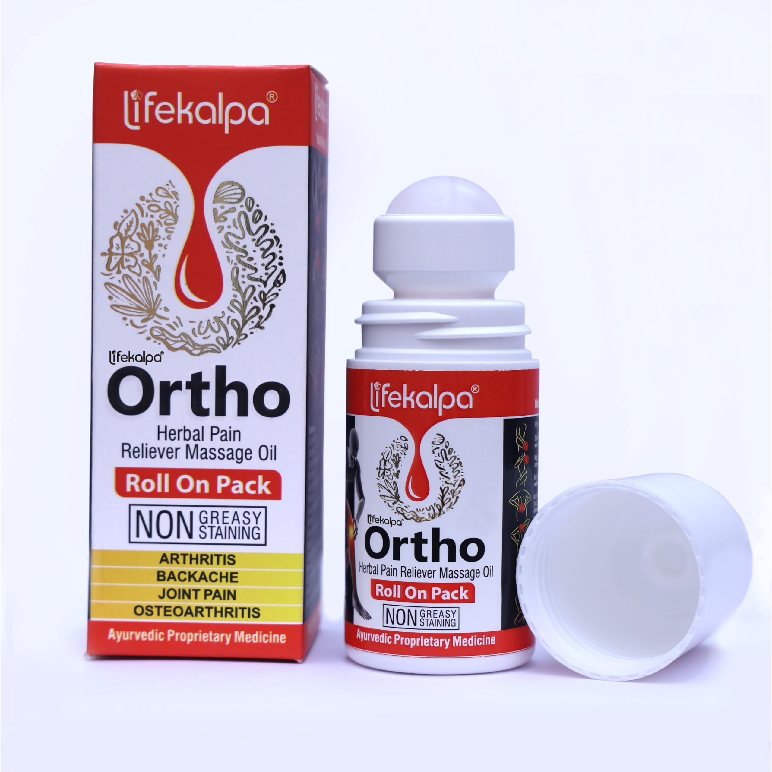 LIFEKALPA Ortho Pain Reliever Massage Oil | 50ml | Knee Pain | Back Pain | Shoulder Pain | Neck Pain | Sprain & Other Joint Discomfort (Pack of 1)