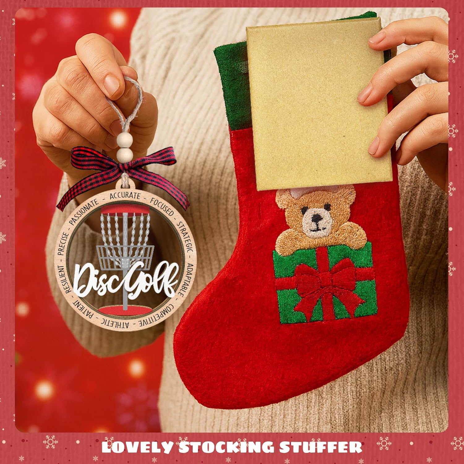 MAPDTWO Disc Golf Ornament - Disc Golf Ornaments for Christmas Tree, Golfer Christmas Ornaments - Frisbee Golfers Gifts for Him, Men, Husband, Lovers - Disk Golfer Gifts - 2 Layered Wood Ornament 2025 - Image 5