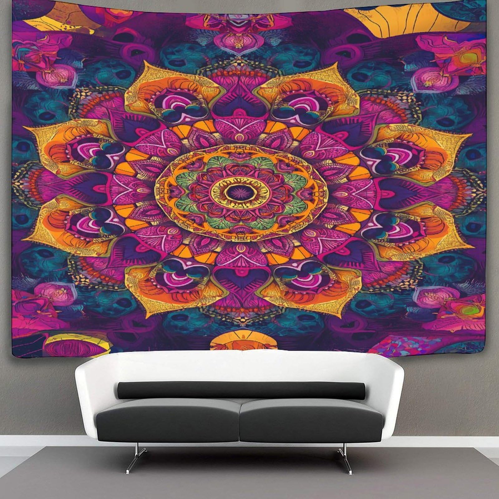 kaiyun Mandala Tapestry,Datura Flowers Wall Art Aesthetic Home Decoration for Living Room Dorm 150cmx200cm
