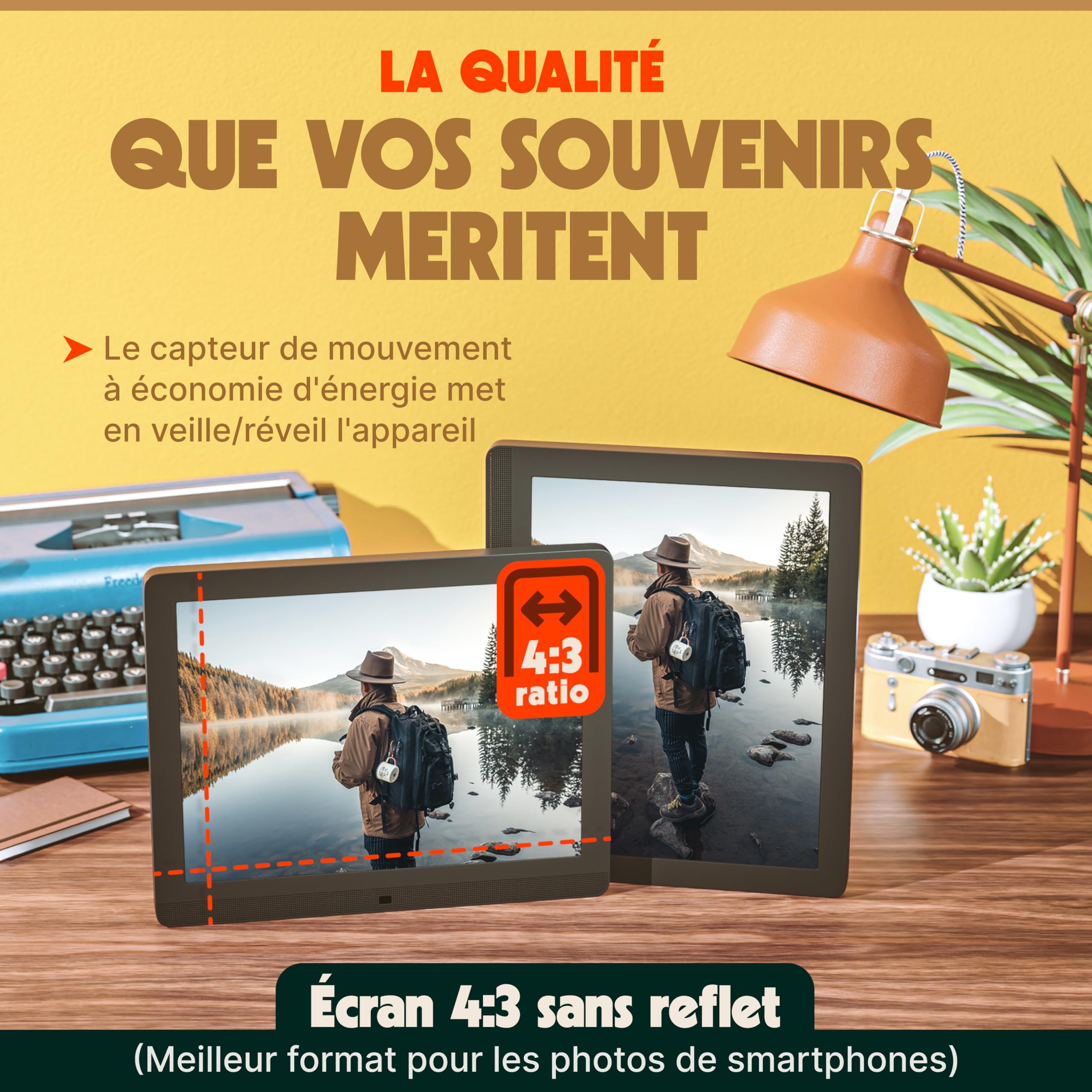Pix Star Cadre Photo Numérique WiFi, USB - Écran IPS 15 Pouces - Cadeau > Famille - Album Photo Numérique