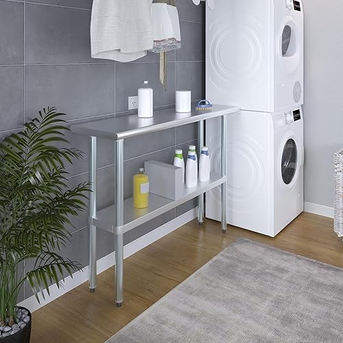 Vista 326 de AmGood Mesa de trabajo de acero inoxidable de 18 pulgadas x 36 pulgadas Mesa de preparación de alimentos de cocina de metal NSF