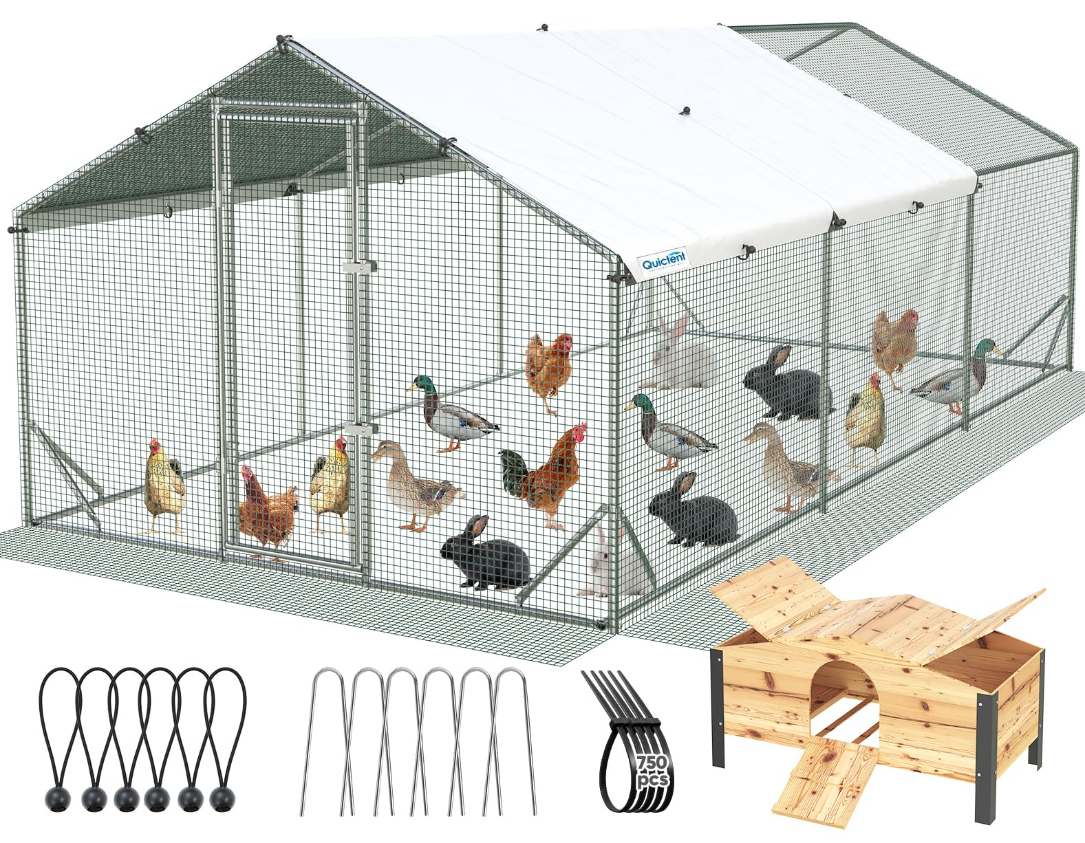 Quictent Large Metal Chicken Coop Run