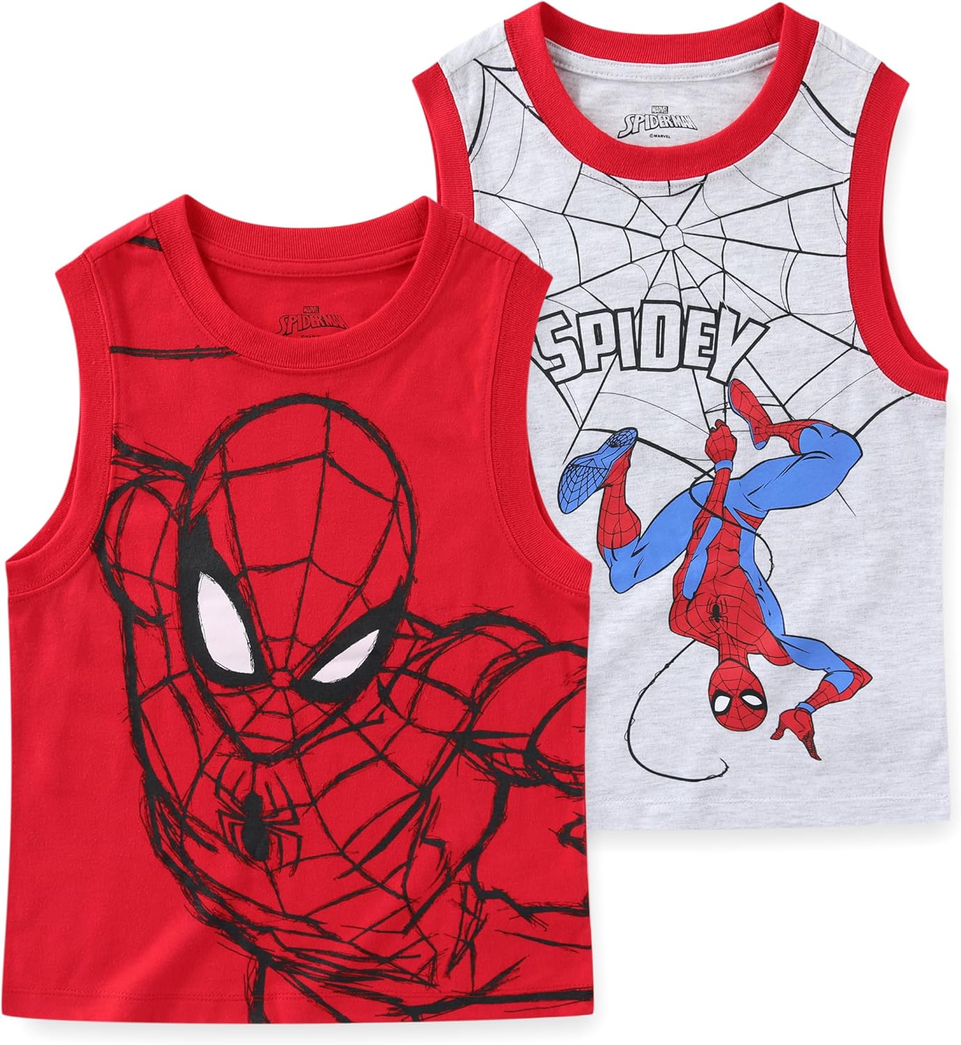 Marvel Spider-Man Boys 2 Pack Tank Top for Little Kids – Red/Grey