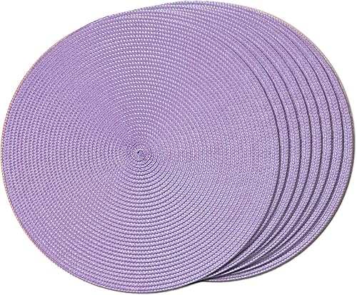 Miniatura 63 de FunWheat Juego de 6 manteles individuales redondos trenzados para mesas de comedor, tejidos, lavables, antideslizantes, para decoración (rojo Rojo