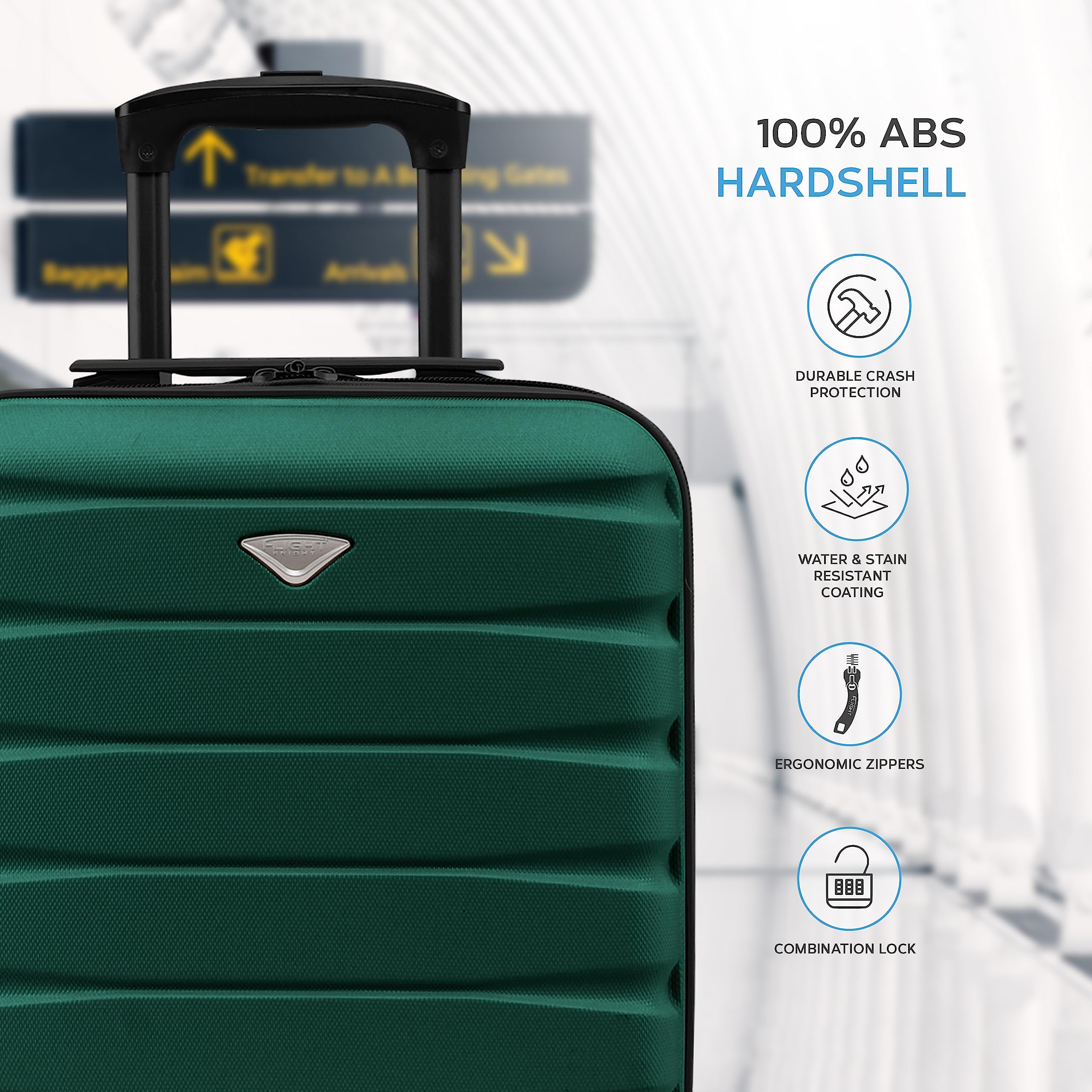 Flight Knight EasyJet Cabin Bag 45x36x20, Underseat, Lightweight Small Durable 4 Wheel Cabin Suitcase, Maximum Carry-On Size, ABS Hard Shell, 10kg Hand Luggage Bag- 45 x 36 x 20 cm Travel Bag
