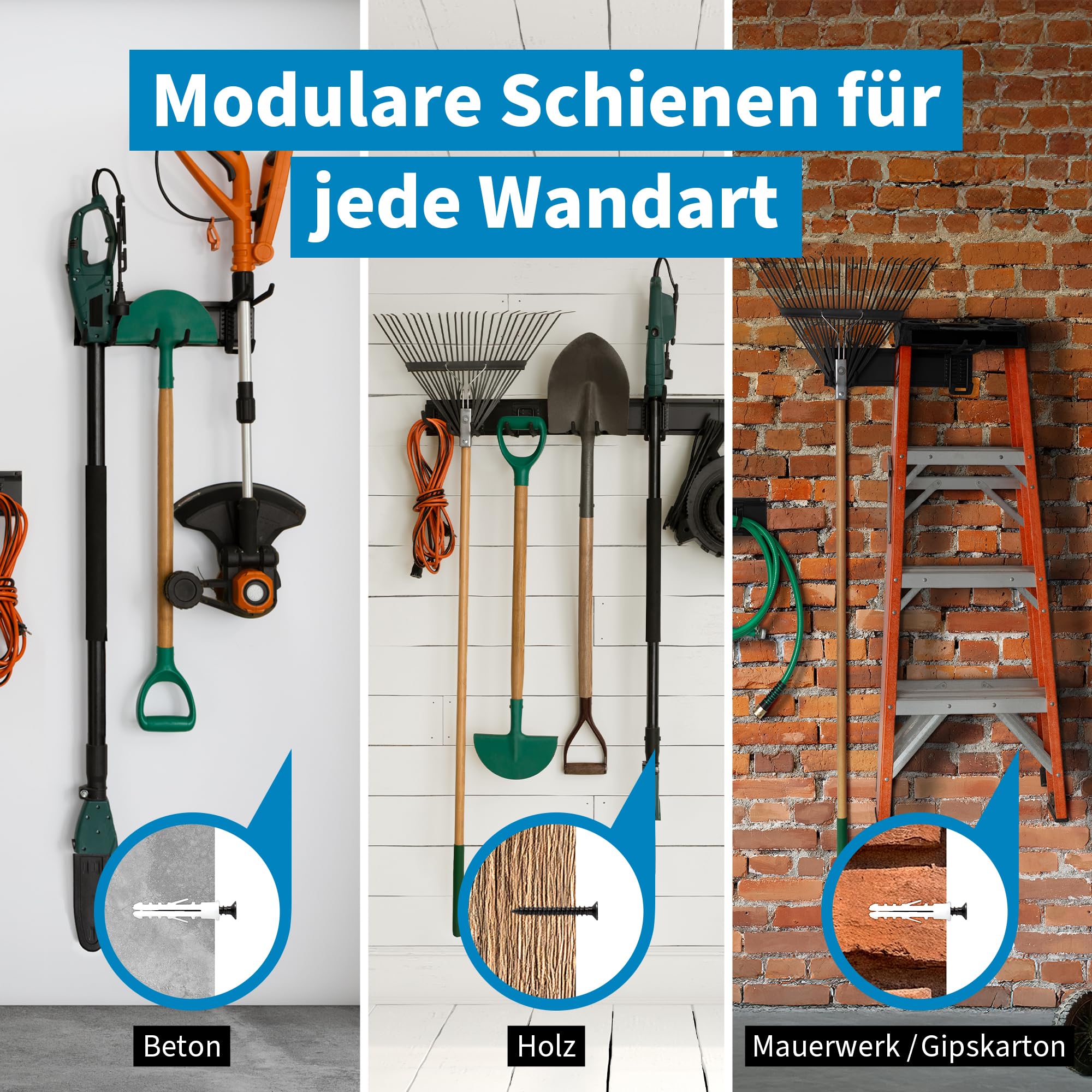 Precision Defined Wandhalterung für Gartengeräte, 122 cm | Schwerlast-Halter aus Kohlenstoffstahl, Verstellbare Haken