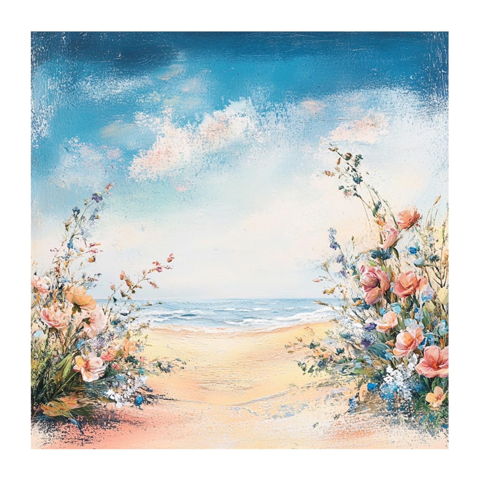 Xinpinzhou 11CT Seaside Pre Stamped Cross Stitch Kits for Adults 12x12 Inch