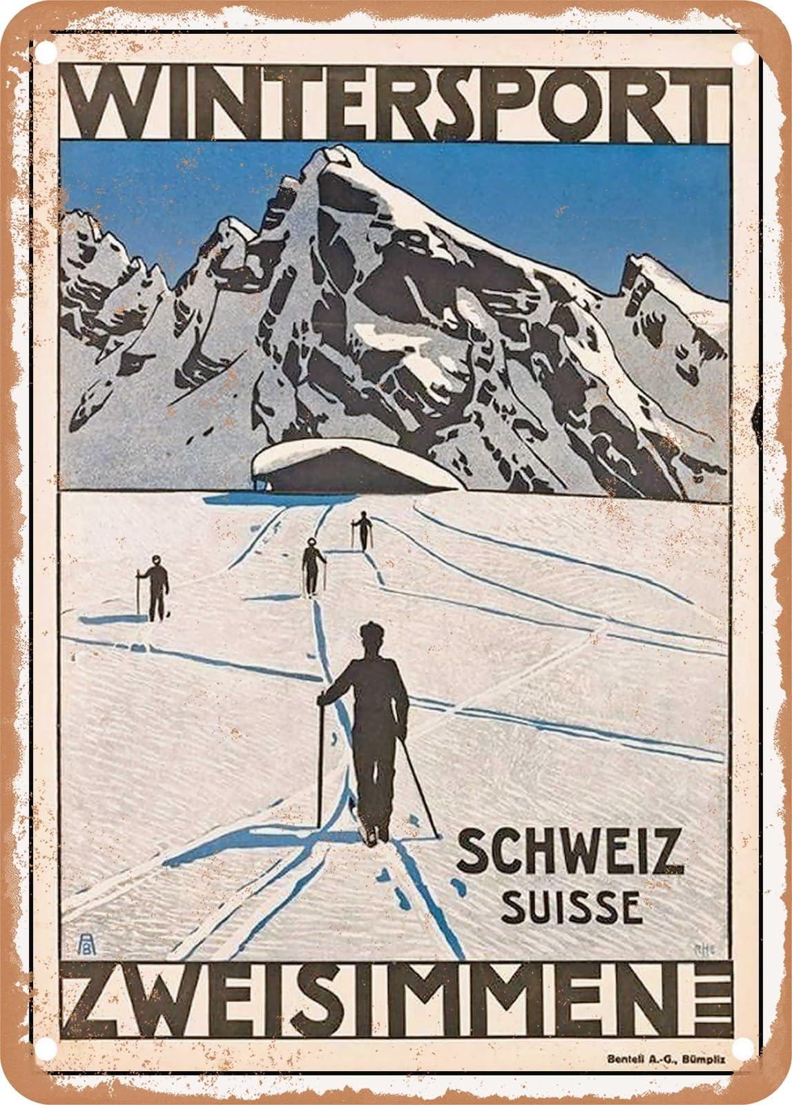 Miaomansenstore Metal Sign - 1920 Winter Sports In Zweisimmen Vintage Ad Home Decor