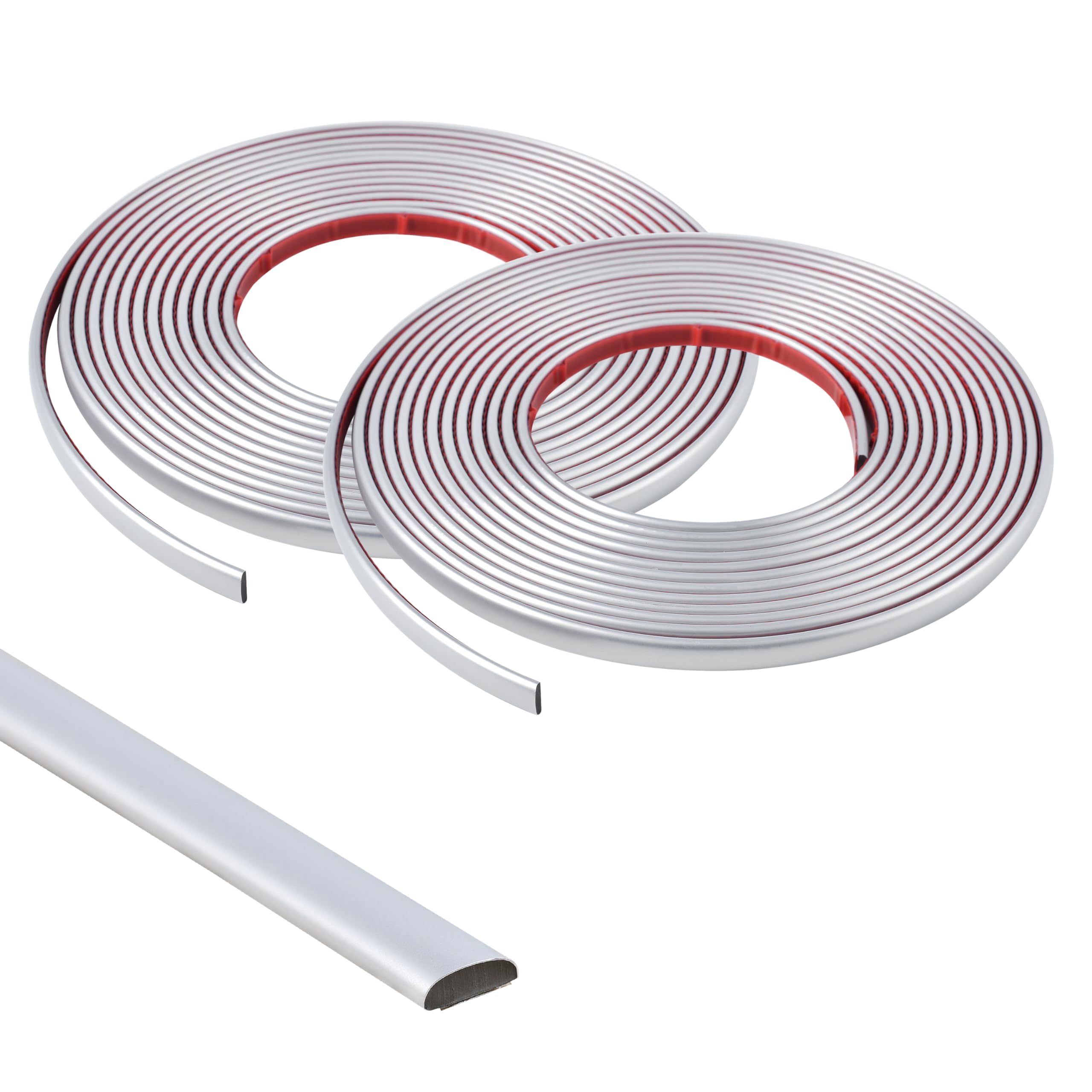 10M(2 Rolls*5M) Matte Silver Flexible Moulding Trim,Self-Adhesive Decorative Edging Strip for Tile,Wall,Mirror, Ceiling,Floor,Panel,Cabinet,Peel and Stick PVC Mirrior Frame Trim,8MM