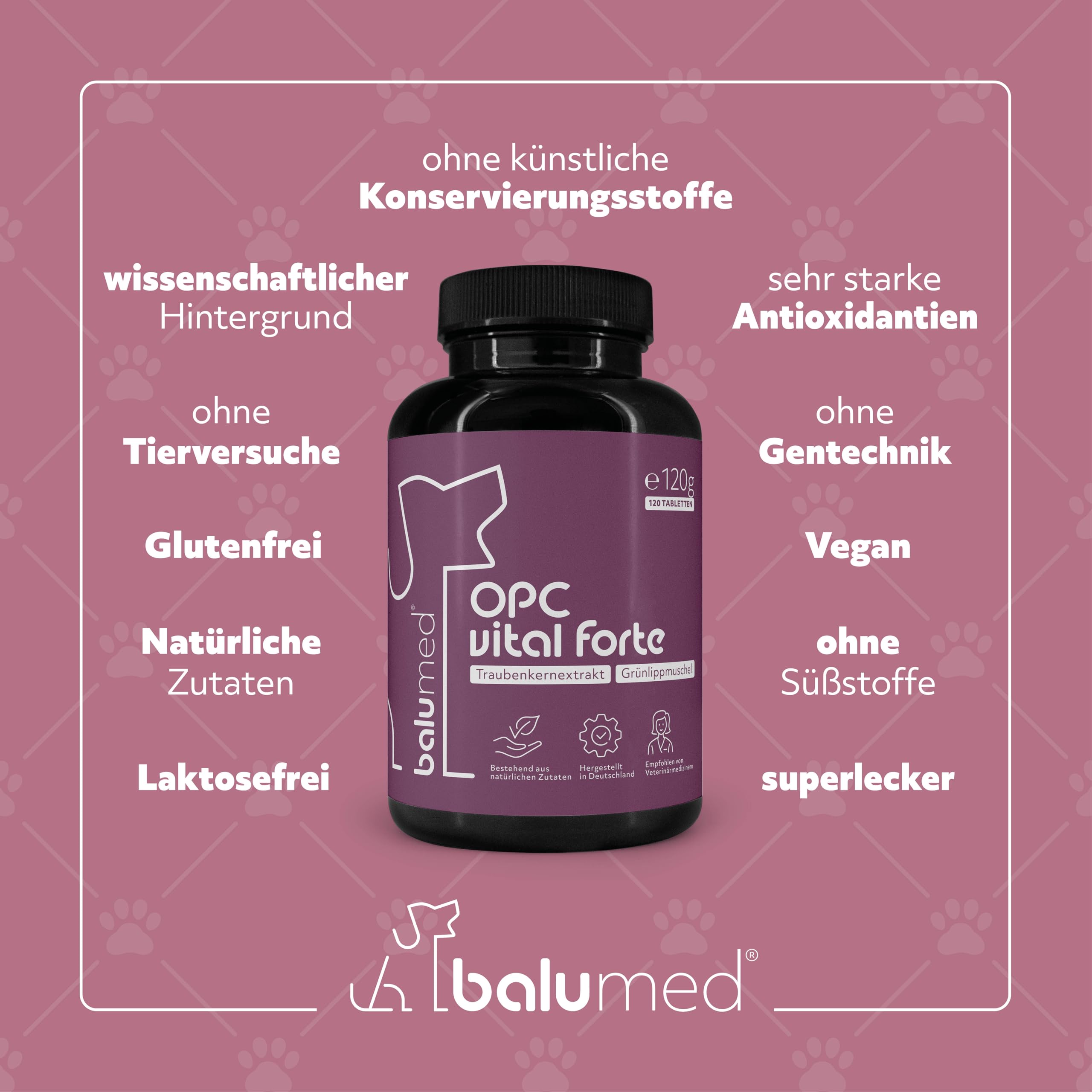 OPC Vital Forte – 120 Tabletten für Hunde – mit antioxidativem Traubenkern-Extrakt