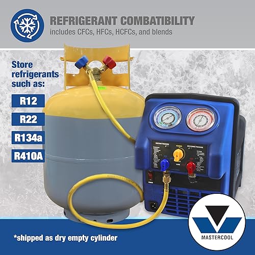 Miniatura 5 de Tanque de recuperación de refrigerante grisamarillo Mastercool 63010 - 50 lb de capacidad