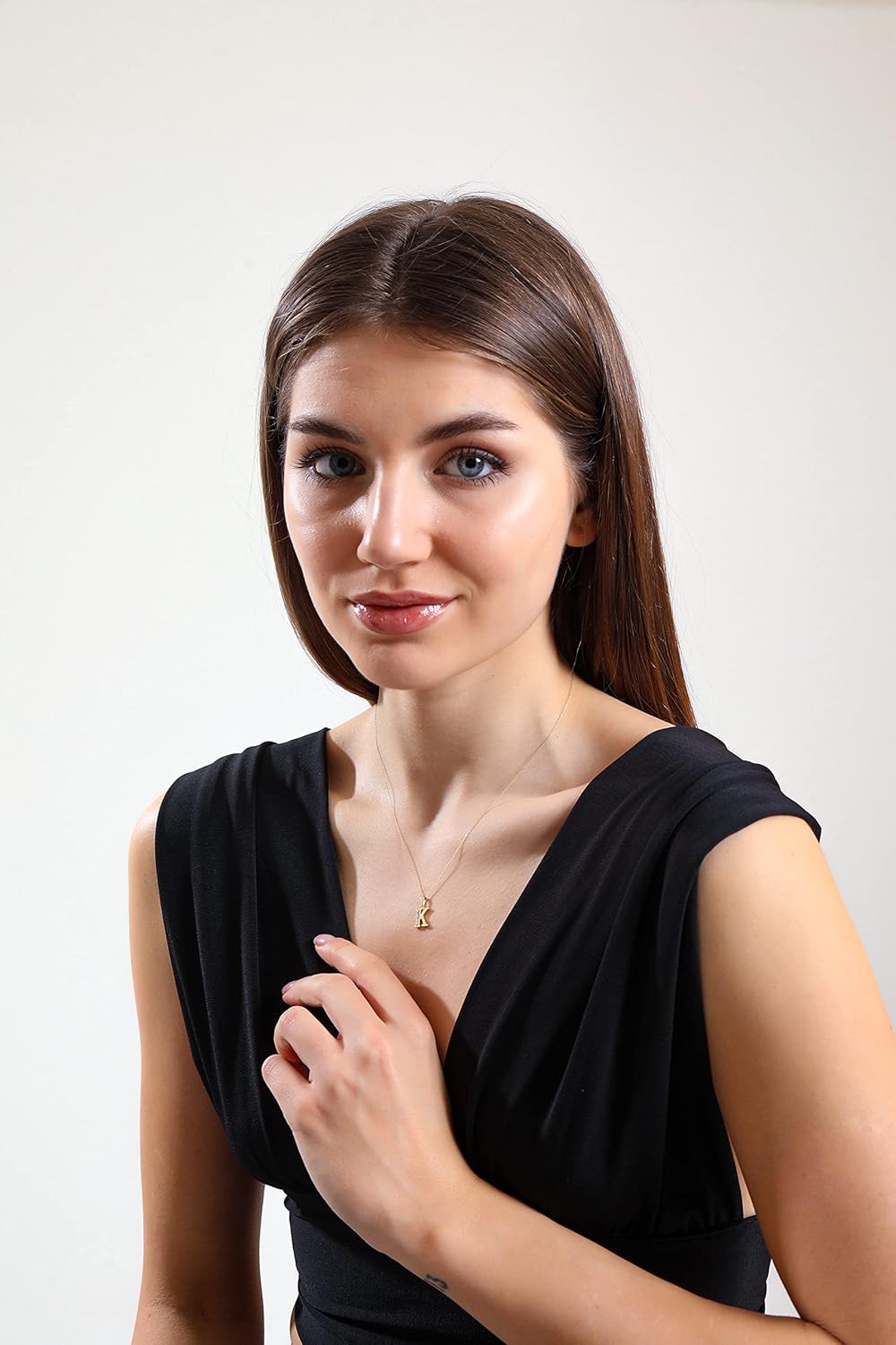 Wish Carat 100% 14k Real Gold Necklace for Women with Zirconia Diamond | Dainty Charm Alphabet Name Letter Initial Necklaces for Women & Girls | Pendant Jewelry for Her | Birthday Gifts, | 18'' - Image 2