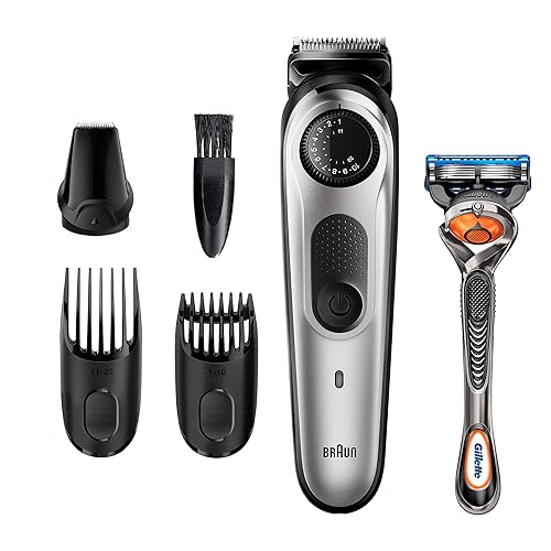 Braun Cortadora de barba BT5260, cortapelos para hombres, inalámbrica y recargable, mini afeitadora de aluminio, recortadora de detalles con