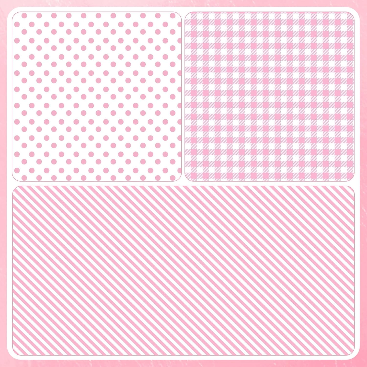 woric Pink Wrapping Paper - Mini Roll - Birthday Wrapping Paper Girls | Wrapping Paper with Gingham Stripe Polka Dot for Women Birthday Baby Shower Girl Wedding - 17 In x 120 In Per Roll