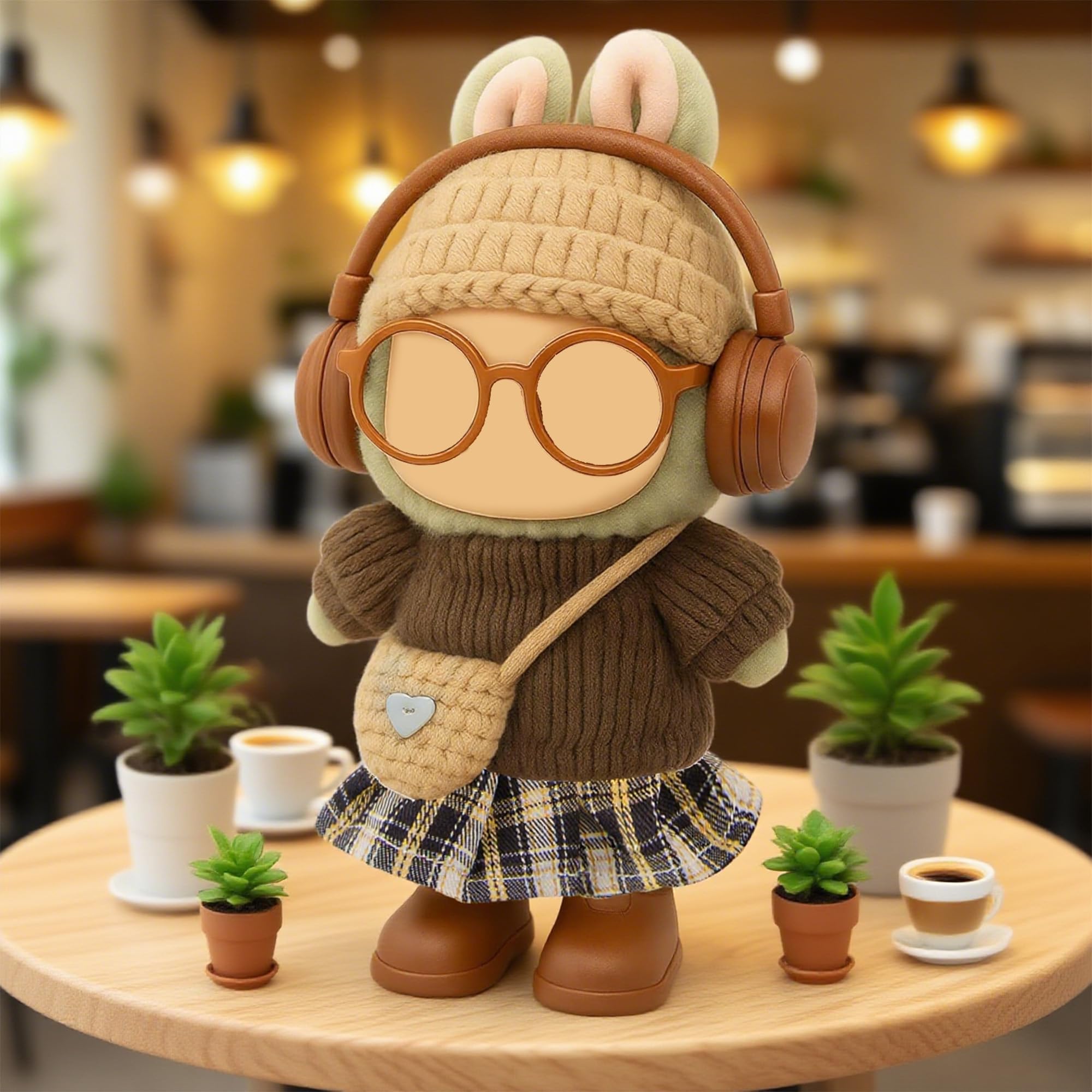17cm Doll Knit Style Outfits Clothes and Accessories Set Include: Hat, Sweater, Dress, Bag, Glasses - Image 4