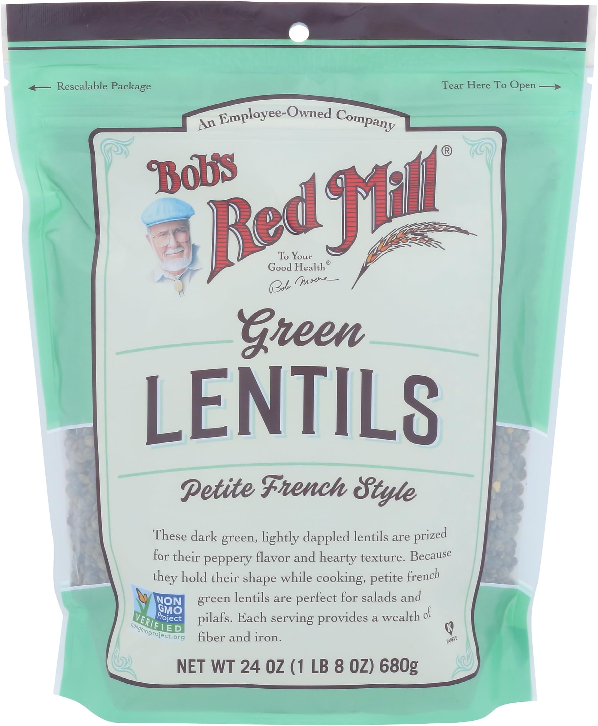 Bob's Red Mill, Green Lentils, Petite French Style, 1 lb 8 oz (680 g)