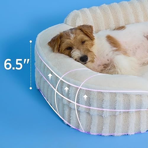 Miniatura 2 de LE SURE Linda cama para perro de tamaño mediano, ortopédica impermeable, camas medianas para mascotas con lados, respaldo alto antideslizante y sofá