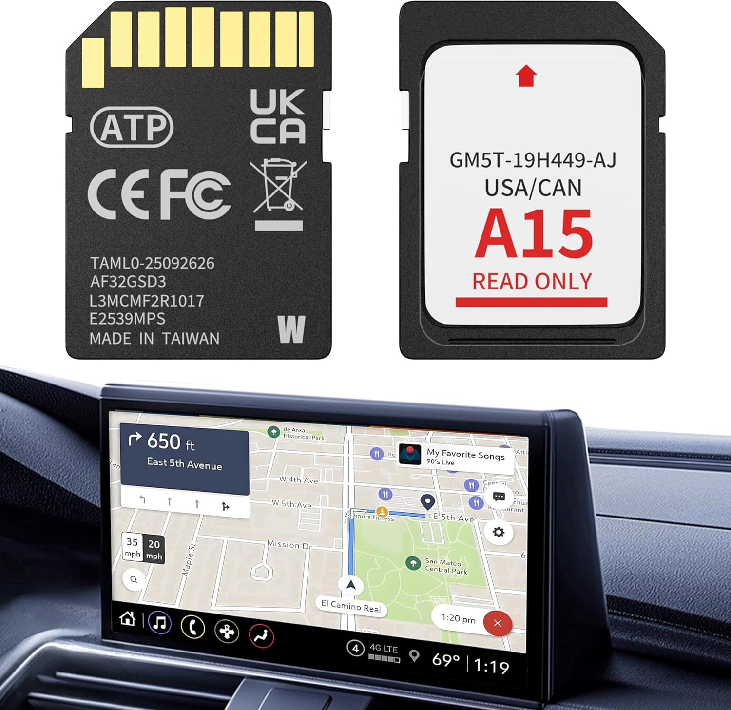 2025 Latest A15 Navigation SD Card Map Accessory for Ford Lincoln, F-150 Explorer Fusion Expedition Escape Edge MKC MKZ MKX Sync 2 Navigation SD Card Accessories Update USA/Canada Maps, GM5T-19H449-AJ