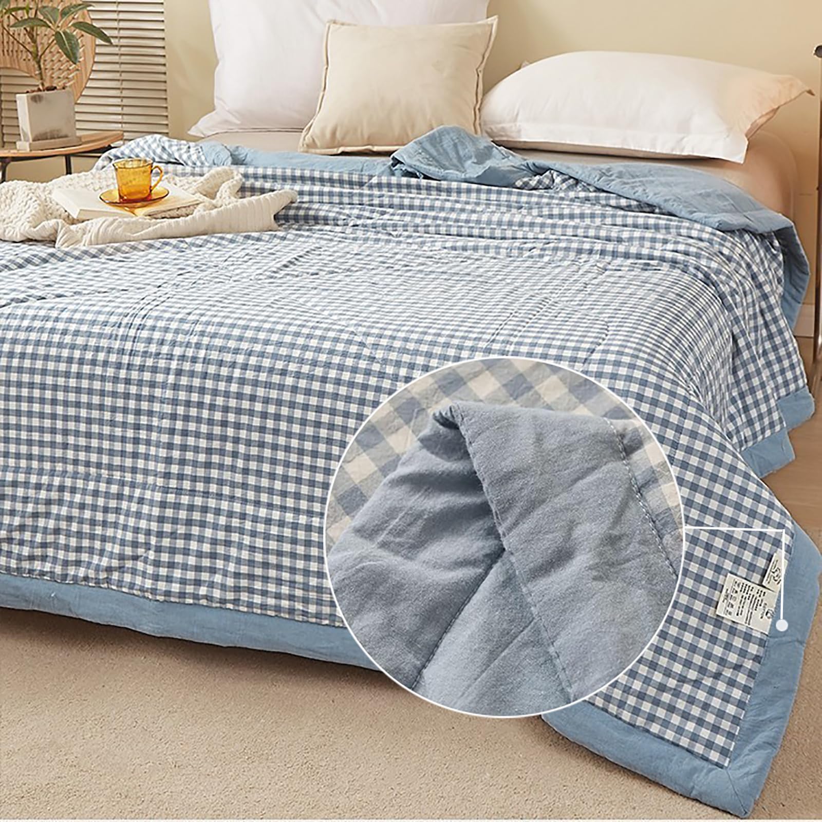 Copriletto Trapuntino Singolo/Matrimoniale Piumino Cotone Primaverile Estivo Plaid Stampato, Leggero e Traspirante, Anallergico Trapunta Quattro Stagioni