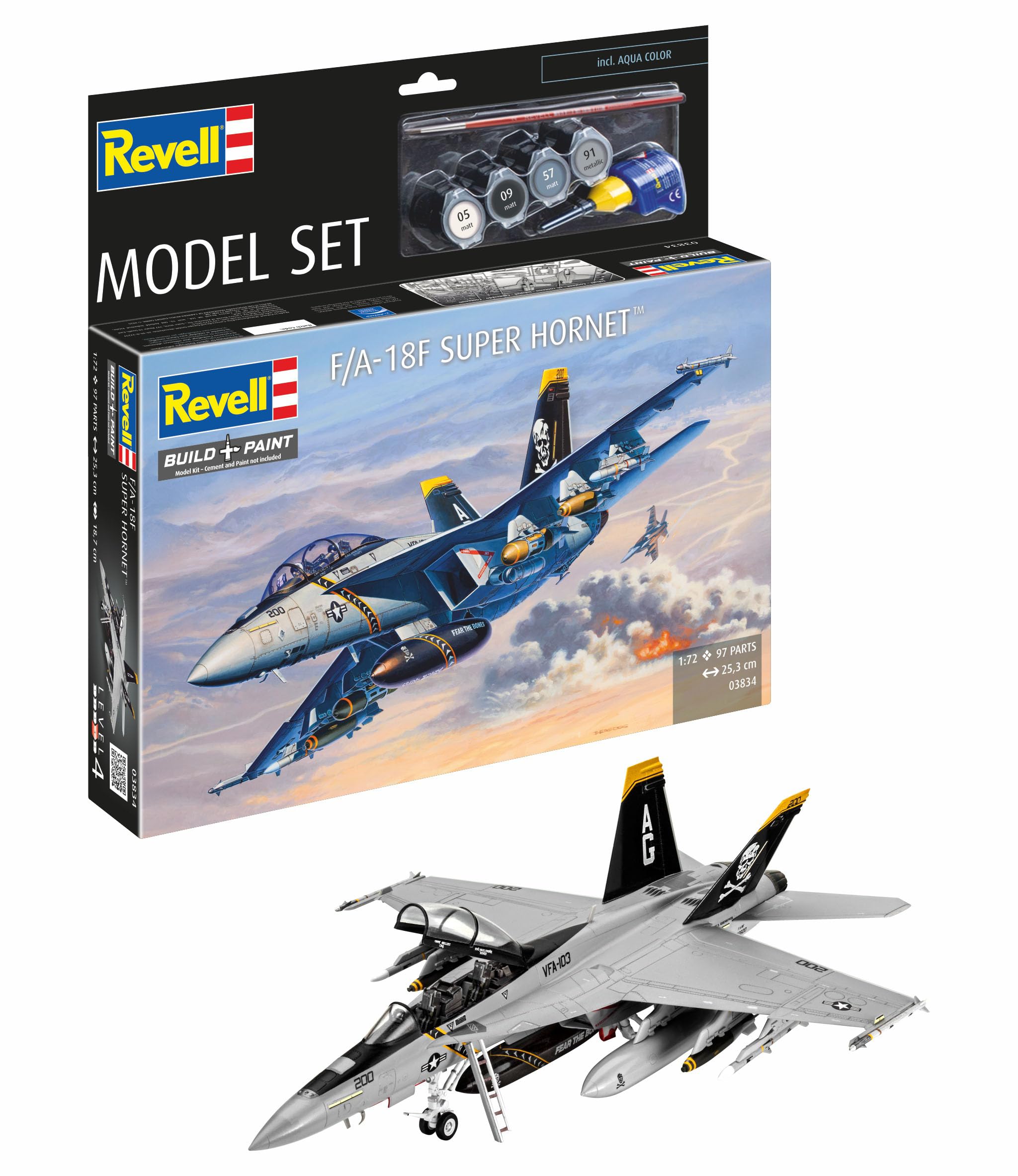 Revell Model Set 1:72 F/A-18F Super Hornet 63834 : Amazon.com.tr