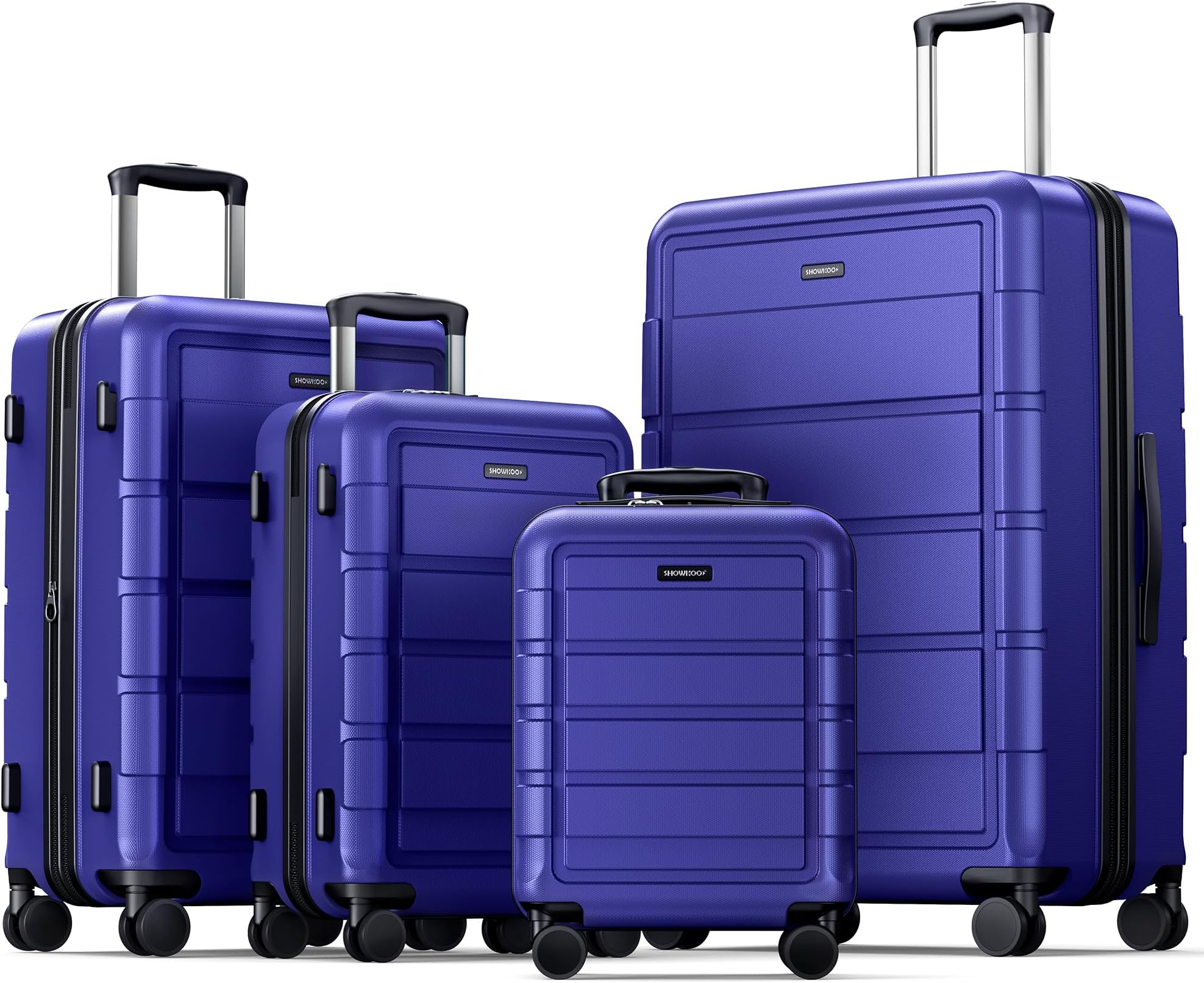 Luggage Sets Expandable 100% PC Durable Suitcase Sets Double Wheels TSA Lock 4 Piece Luggage Set Royal Blue