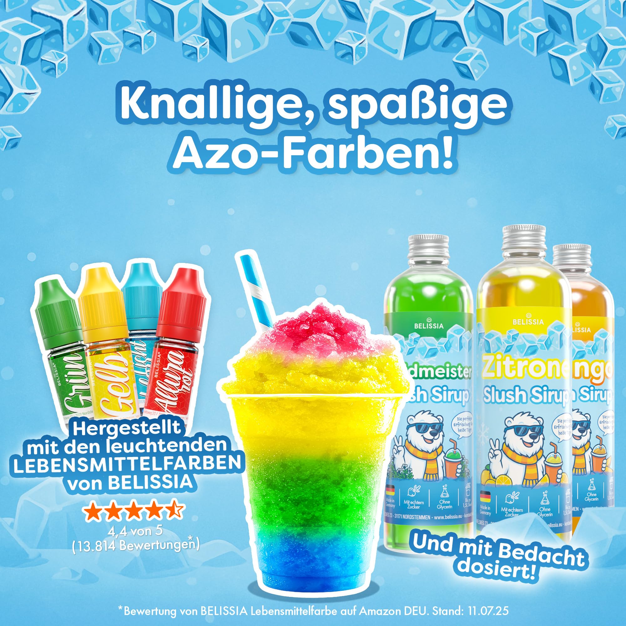Belissia Slush Eis Sirup 5L Konzentrat | Blaubeer Geschmack | sehr ergiebig in knalligen Farben (1:5) für bis zu 30L | Glycerin frei – für Slush-Eis - Maschinen & Wassereis