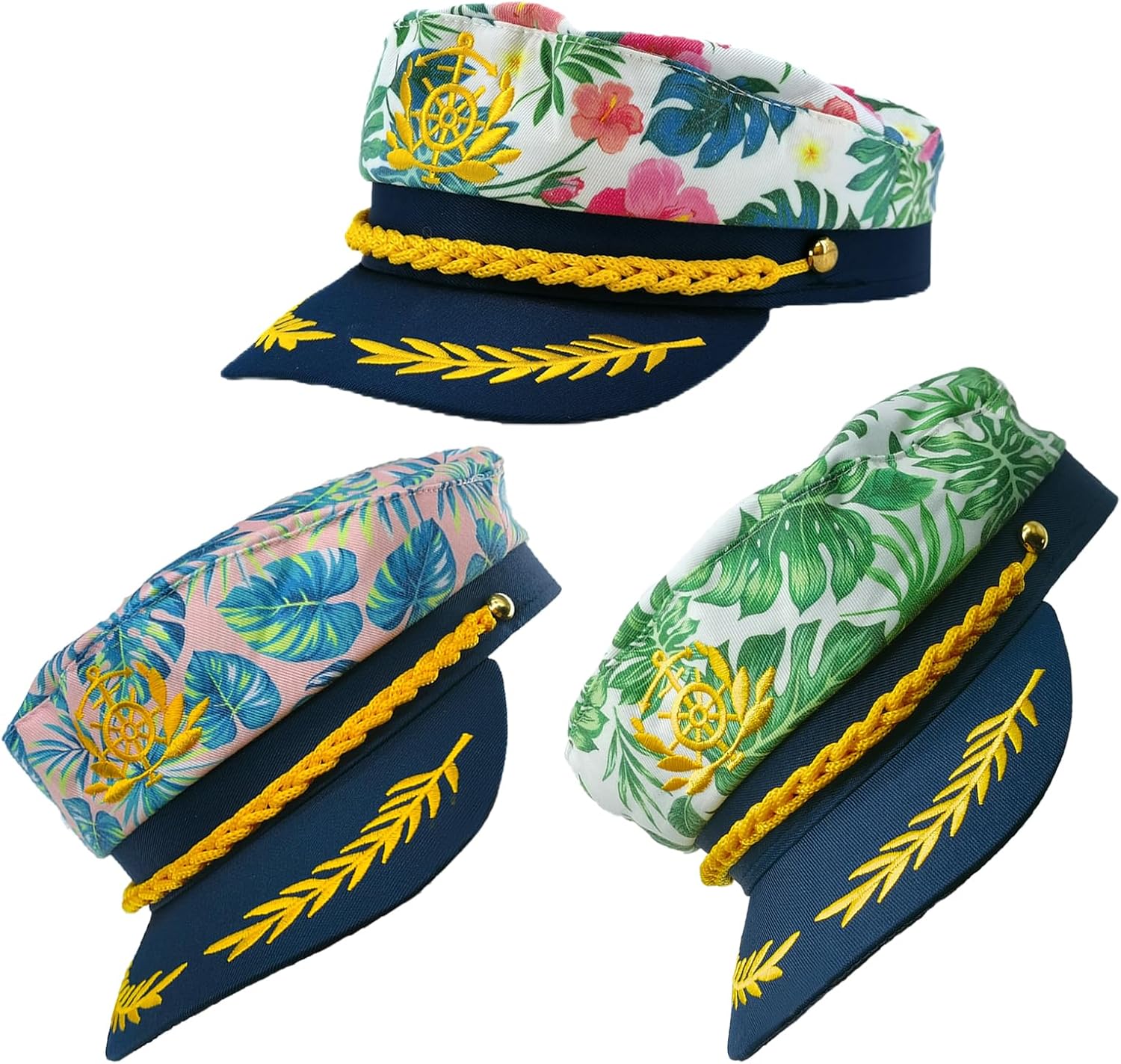 3Pcs Embroidered Captain Hats Adult Yacht Sailor Hats Nautical Party Dress Up Hat for Men Women Navy Costume Accessory - Image 2