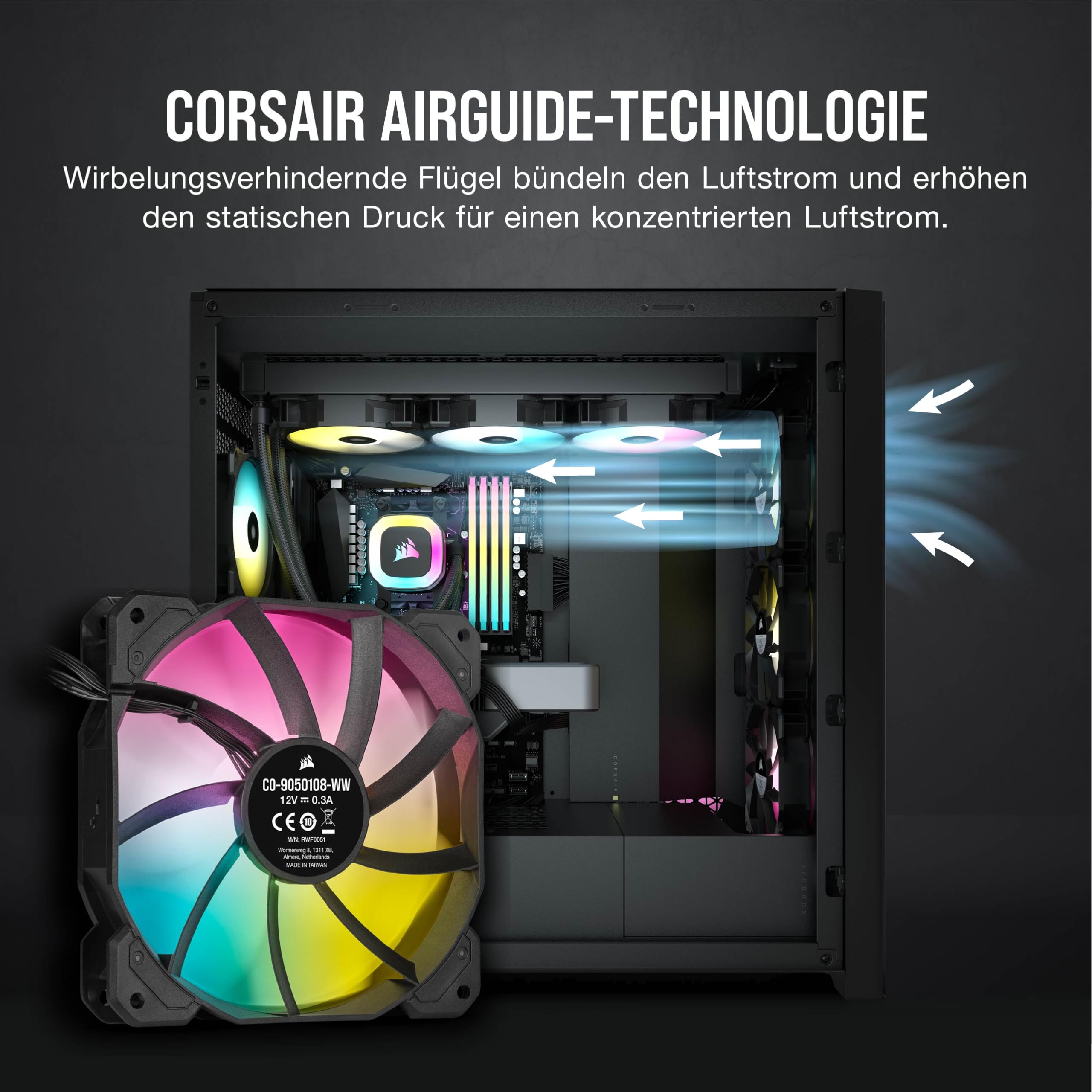CORSAIR H100 RGB-Flüssig-CPU-Kühler - 240mm AIO - SP120 RGB ELITE Lüfter - Passend Für Intel LGA 1200/115X/2066, AMD AM4 - Motherboard ARGB Adapter Enthalten - Schwarz