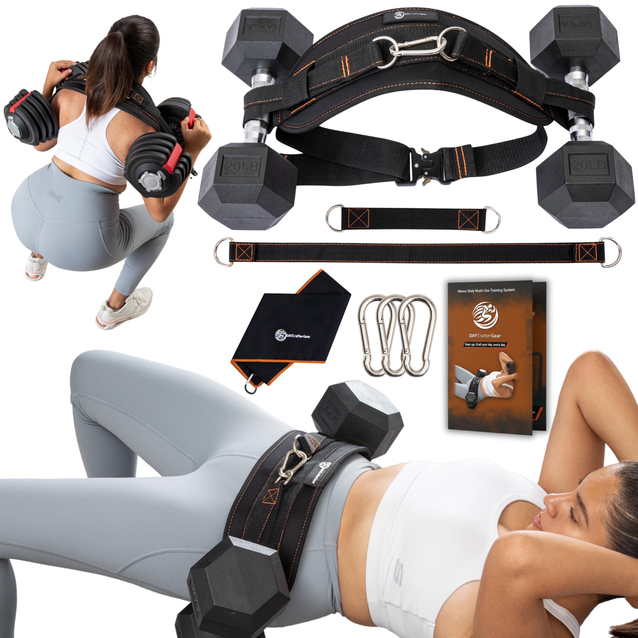 Hip Thrust Belt for Weights Dumbbells Kettlebells Heavy Duty Glute Workout Equipment for Plates up to 300 lbs