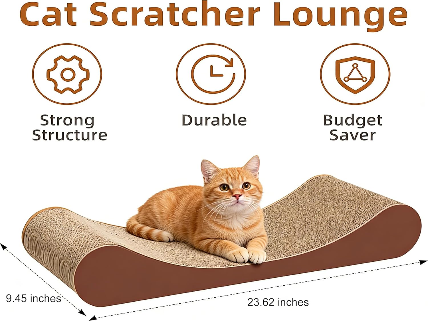 Simple Delxue Large Cat Scratcher Cardboard Bed, Horizontal Cat Scratcher Cardboard Lounge Bed, 100% Recyclable&Reversible Durable Board Pads Prevents Furniture Damage