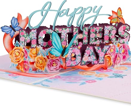 Paper Love 3D Pop Up Mothers Day Card, Happy Mothers Day - 5" x 7" Cover - Includes Envelope and Note Tag